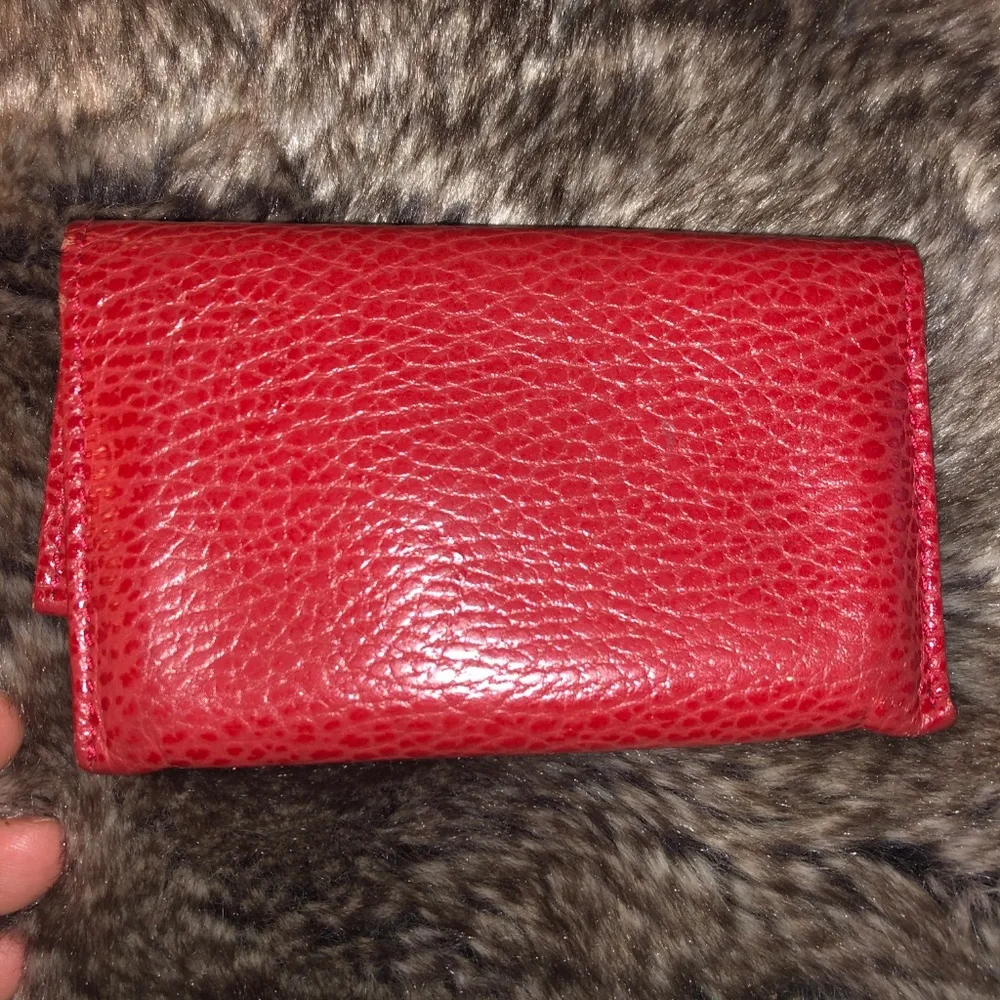 J. McLaughlin red pebbled leather card holder